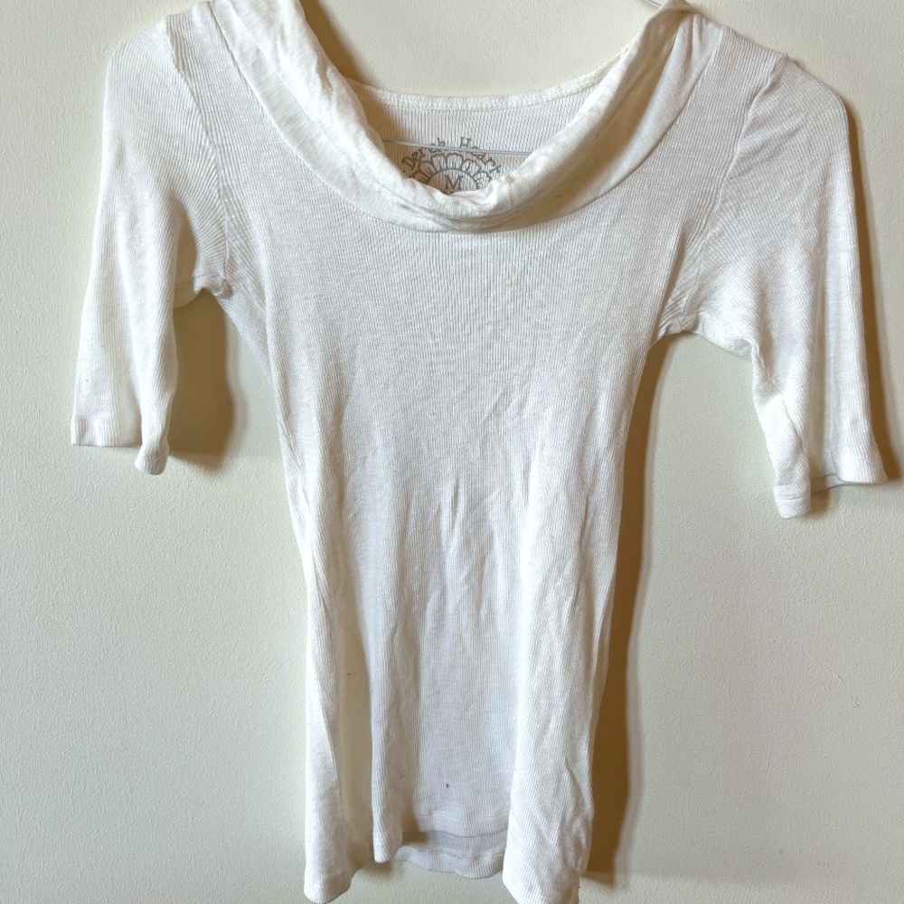 Draped Style Girls Cream 1/4 Sleeve Top